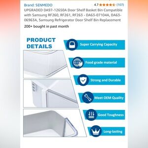 Samsung Refrigerator Shelf Replacement New No Box